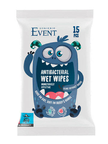 EVENT ANTIBACTERIAL WIPES FOR KIDS WITH OLIVE EXTRACT